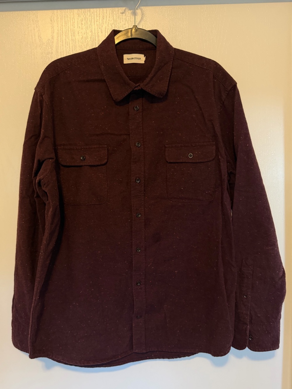 Taylor Stitch Men's Burgundy Button-Front Shirt Jacket